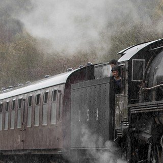 5197 Snakes her way onto the new section of line which was erected in just 2 days by the PWI