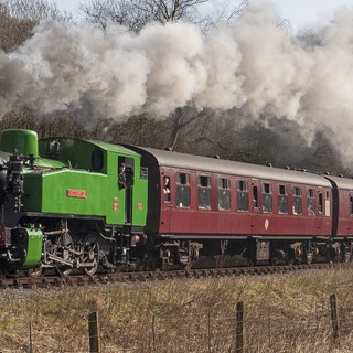 Polish Tank 'Hotspur' makes easy work of the three coach shuttle train while Whiston and S160 are making there way to Ipstones