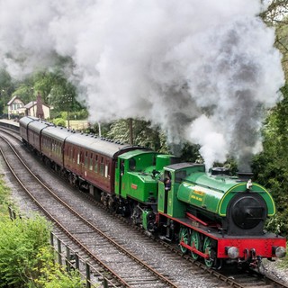 With first departure of the day the tank engines race out of Consall